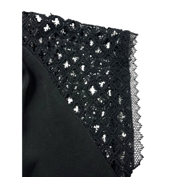 Heartloom Beatriz Top, Lace Short Sleeve, Elastic waist Satin Blouse | S, Black - Picture 8 of 14